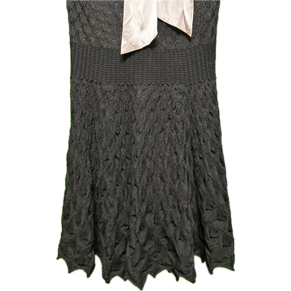 ALICE + OLIVIA Gin Pointelle Lace Wool Blend Mini Black Dress Size medium - Picture 4 of 16